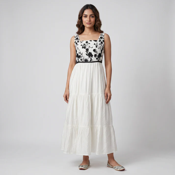 Embroidered Flared Dress